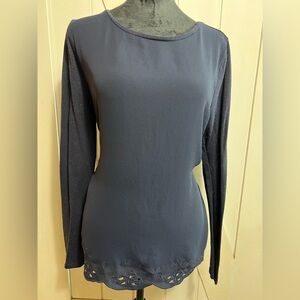 LOFT Blue Embellished Fitted Blouse